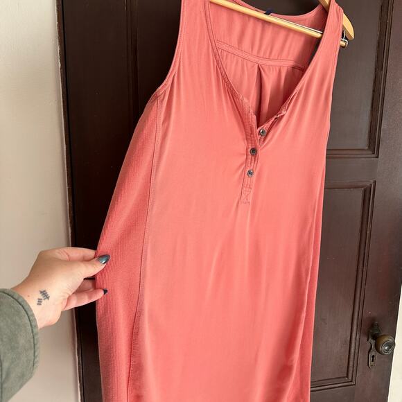 SPLENDID | Coral PInk Tencel Henley Neck Sleeveless Dress Sundress | Size Large - Picture 4 of 8